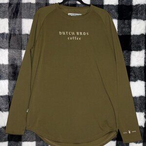 Vintage Dutch Bros Coffee Long Sleeve Mens L • Rare Employee Green